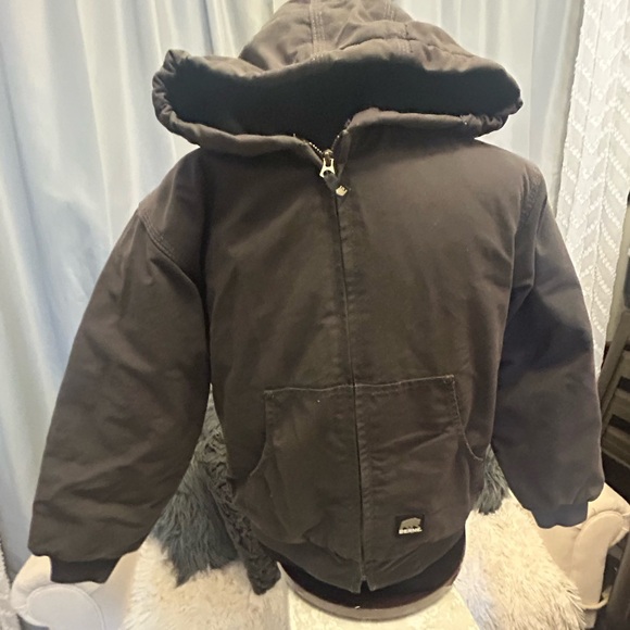 Berne Original Washed Quilt Lined Hooded Jacket charcoal 10-12 tiny flaw pocket - Picture 2 of 9